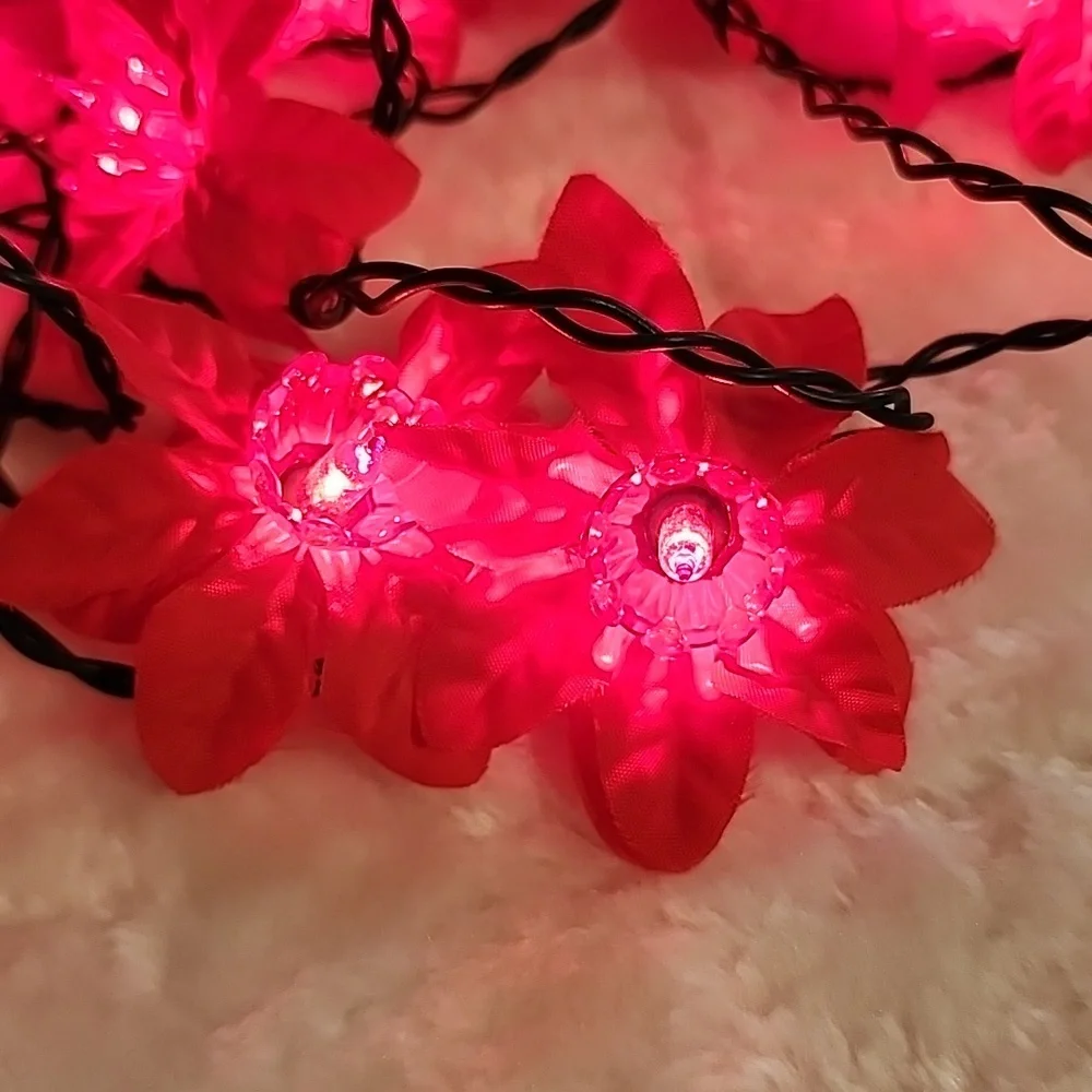 Vintage Silk Poinsettia lights
